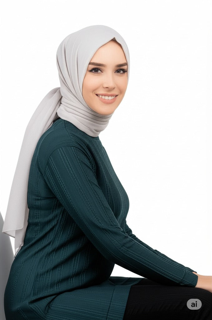 Kadın Kışlık Kazak Pamuklu Burgulu Kumaş Bisiklet Yaka Likralı Kendinden Desenli Rahat